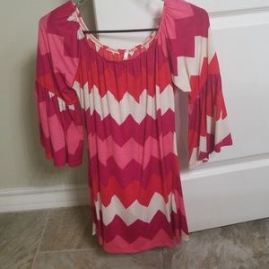 Red, white and pink tunic